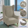 2 Pieces Wing Chair Slipcover & Ottoman Cover, Velvet Stretch Armchair Wingback Chair Cover Rectangle Footstool Slipcovers (Color : Khaki, Size : Wing Chair+Ottoman M) view 3