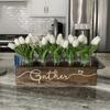 Mason Jar Centerpiece Box Rustic Farmhouse Engraved Wood Planter Box (Walnut, love) view 1