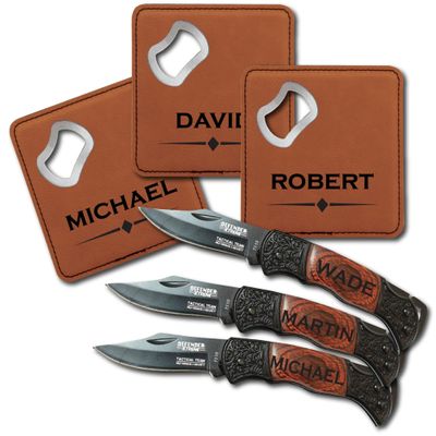 Personalized Knife and Bottle Opener Coaster Set of 7 | Groomsmen Gift | Groomsman Gift Set | Groomsman Proposal Gift | Gift for Him | Boyfriend Gift