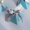 Crysdaralovebi New Triangular Pyramid Candy Box Wedding Rose Paper Gifts Boxes with Card & Ribbon Candy Bags for Guests Chocolate Packaging Box (Blue,100pcs) view 2