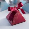 Crysdaralovebi New Triangular Pyramid Candy Box Wedding Rose Paper Gifts Boxes with Card & Ribbon Candy Bags for Guests Chocolate Packaging Box (Blue,100pcs) view 4