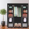69" Portable Closet Wardrobe, Freestanding Closet Wardrobe with Non-Woven Fabric, Closet Storage Organizer with 12 Shelves and 1 Clothes Hanging Rails, Easy to Assemble (58" x 17" x 68.8", Black) view 2