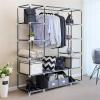 69" Portable Closet Wardrobe, Freestanding Closet Wardrobe with Non-Woven Fabric, Closet Storage Organizer with 12 Shelves and 1 Clothes Hanging Rails, Easy to Assemble (58" x 17" x 68.8", Black) view 3