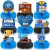 9 Pieces Father's Day Decorations Honeycomb Centerpiece Double Sided Printing Table Centerpieces Blue for Father's Family Birthday Party Decor, Happy Fathers Day Party Supplies, Photo Booth view 1
