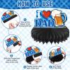 9 Pieces Father's Day Decorations Honeycomb Centerpiece Double Sided Printing Table Centerpieces Blue for Father's Family Birthday Party Decor, Happy Fathers Day Party Supplies, Photo Booth view 3