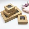 Crysdaralovebi 50Pcs Multi Size Paper Soap Box with Clear PVC Window Kraft Paper Candy Box Jewelry Gift Box Wedding Birthday Party Gift Package (6.5x6.5x3cm) view 1