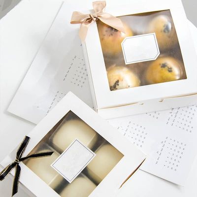 Crysdaralovebi 10pcs White Paper Box DIY Handmade Cake Candy Packaging Cookies Wedding Delicious Baking Birthday Gfit Supplies Stickers (15x15x5cm,Box and Sticker)