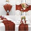 10 Pcs Terracotta Cheesecloth Table Runner 10FT, Gauze Table Runner for Wedding Reception Sheer Bridal Shower Birthday Party Boho Table Decoration, Rustic Romantic Wedding Runner view 3