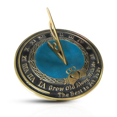 ARTIZANSTORE Solid Brass Sundial | Grow Old with Me Poem | 10 Inch Round Sundial for Garden | Robert Browning