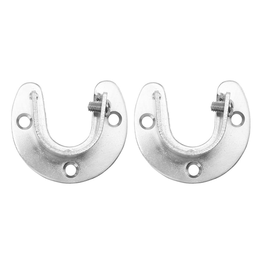 DOITOOL 2pcs Closet Rod Socket Bracket Half-opening Flange Holder for Shower Curtain Clothes Drying and Wardrobe Rods Easy Installation Design