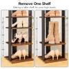 HOOBRO 8 Tiers Vertical Shoe Rack, Wooden Shoe Storage Organizer with Hooks, Narrow Shoe Tower for 8 Pairs, Space Saving, for Entryway, Living Room, Bedroom, Rustic Brown BF07XJ01G1 view 3