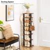 HOOBRO 8 Tiers Vertical Shoe Rack, Wooden Shoe Storage Organizer with Hooks, Narrow Shoe Tower for 8 Pairs, Space Saving, for Entryway, Living Room, Bedroom, Rustic Brown BF07XJ01G1 view 4