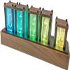 Adventurers Nixie Tube Clock,Walnut Wood RGB Digital Clock,Retro Modern Desktop Clock,No Assembly Required Pseudo Glow Tube Clock ,Decoration Desktop, Gift, Black Walnut view 1