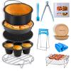 Air Fryer Accessories for Ninja Chefman COSORI Ninja Gourmia Dash Power XL 3.6 4.2 5.8QT, 12 PCS air fryer Accessory with Oven Cake Pan Pizza Pan Air Fryer Liner view 1