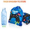 Eccliy 20 Pcs Video Game Party Favor Bags Gamer Birthday Party Drawstring Bags for Kids Boys Girls 12 x 10 Inch Gaming Goodie Treat for Game on Theme Decorations Supplies(Blue,Fresh Style) view 4