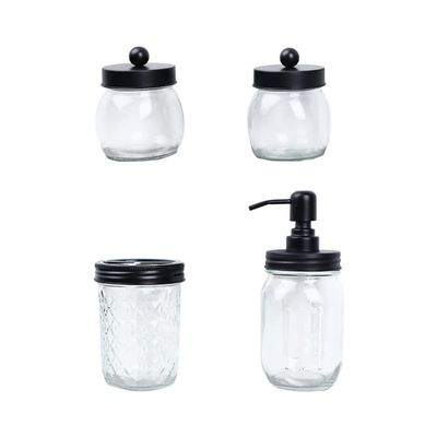 Beaupretty 1set Glass Bathroom Accessories Jar Style Lotion Bottle Toothbrush Holder and Swab Container Practical Stylish for Use Keep Your Bathroom Organized