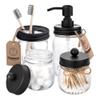 Beaupretty 1set Glass Bathroom Accessories Jar Style Lotion Bottle Toothbrush Holder and Swab Container Practical Stylish for Use Keep Your Bathroom Organized view 4