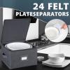 popoly China Storage Containers Hard Shell Inside 12" W x 8" H, Dinner Plate Storage Containers for Dishes, Dinnerware with 24 Felt Dividers, Hold 24 Plates, Storage Stackable (2 Pack Grey) view 3