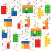 30 Pcs Building Blocks Party Favors Hanging Swirl Decoration Set with Single Double Hanging Swirl for Building Block Theme Birthday Ceiling Decor view 1