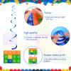 30 Pcs Building Blocks Party Favors Hanging Swirl Decoration Set with Single Double Hanging Swirl for Building Block Theme Birthday Ceiling Decor view 3