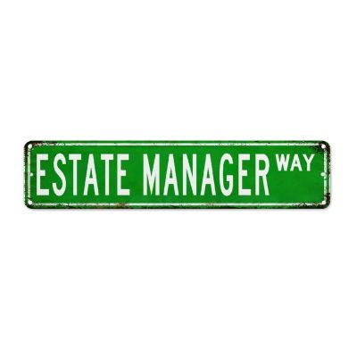 Estate Manager Wall Art Decor Metal Sign Gift for Estate Manager Retro Wall Decor Profession Street Sign Men Cave Bar Decor Metal Tin Sign for Yard Garage Bar Coffee Garden Home Quality Sign