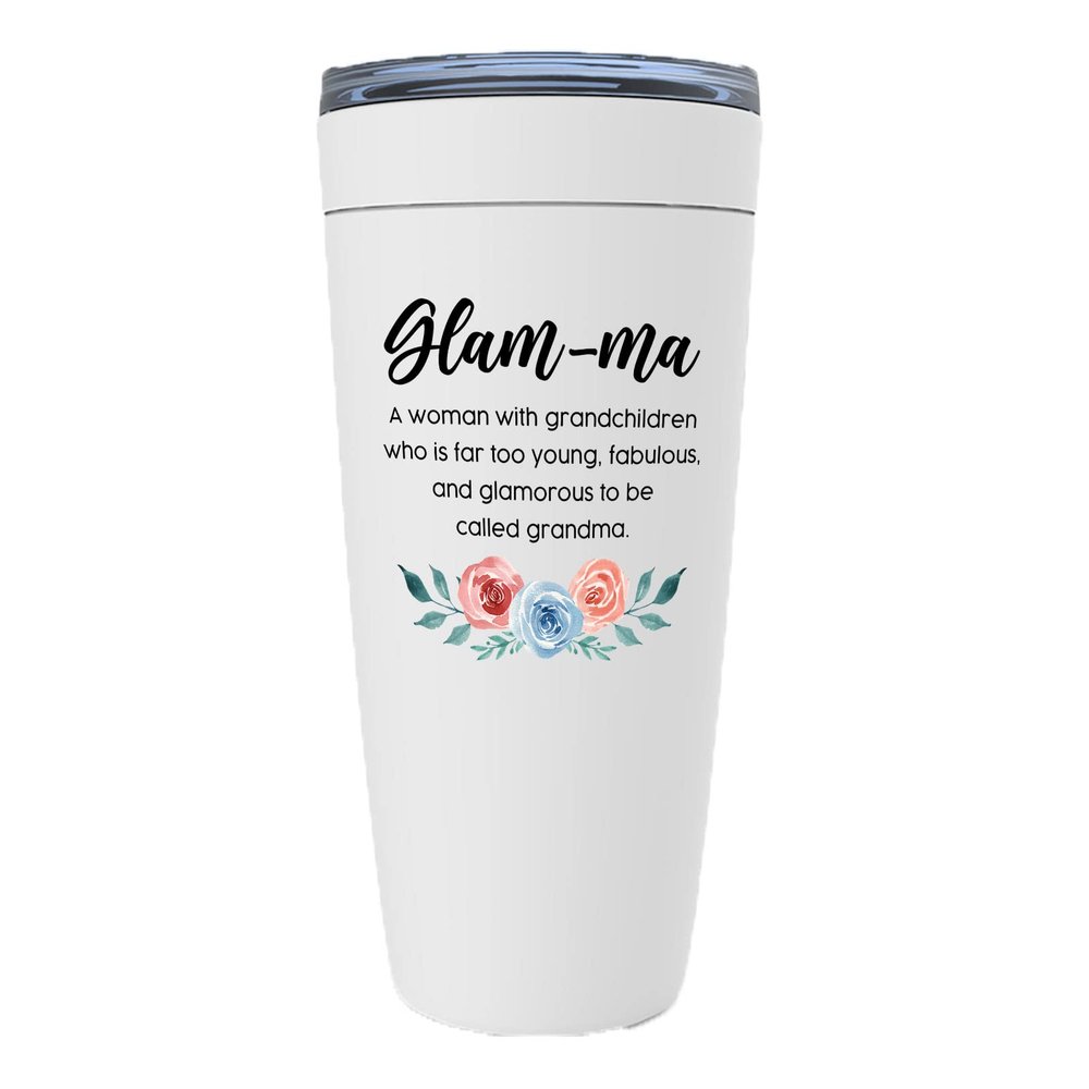 Mother's Day White Viking Tumbler 20oz - Glam-Ma - Funny Sarcasm Grandmother Definition Grandparents Nana Nanny Novelty from Grandchild