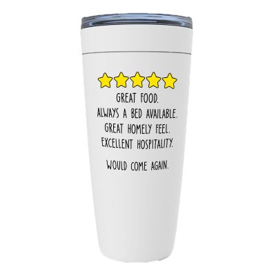 Mother's Day White Viking Tumbler 20oz - 5 Stars - Funny Sarcasm Five Stars Review Favorite Mom Grandma Stepmom Super Mommy Wife Relationship