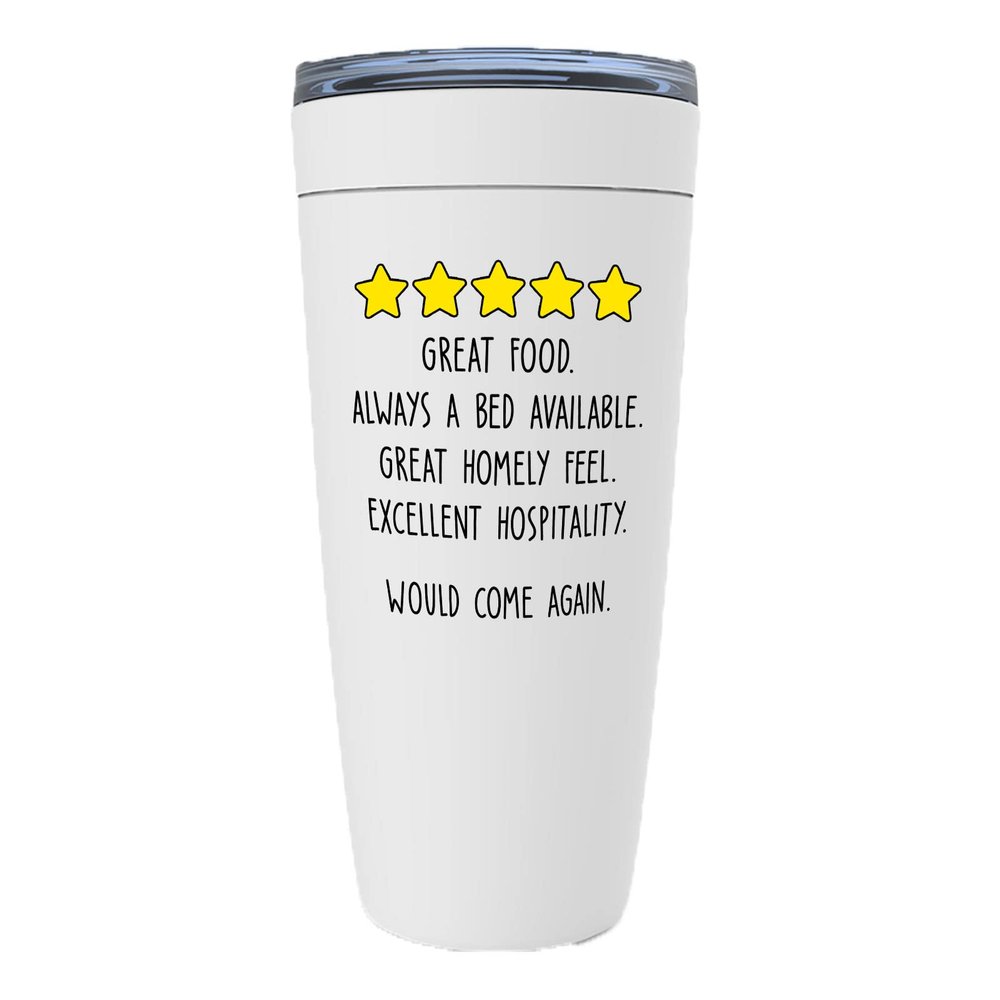 Mother's Day White Viking Tumbler 20oz - 5 Stars - Funny Sarcasm Five Stars Review Favorite Mom Grandma Stepmom Super Mommy Wife Relationship