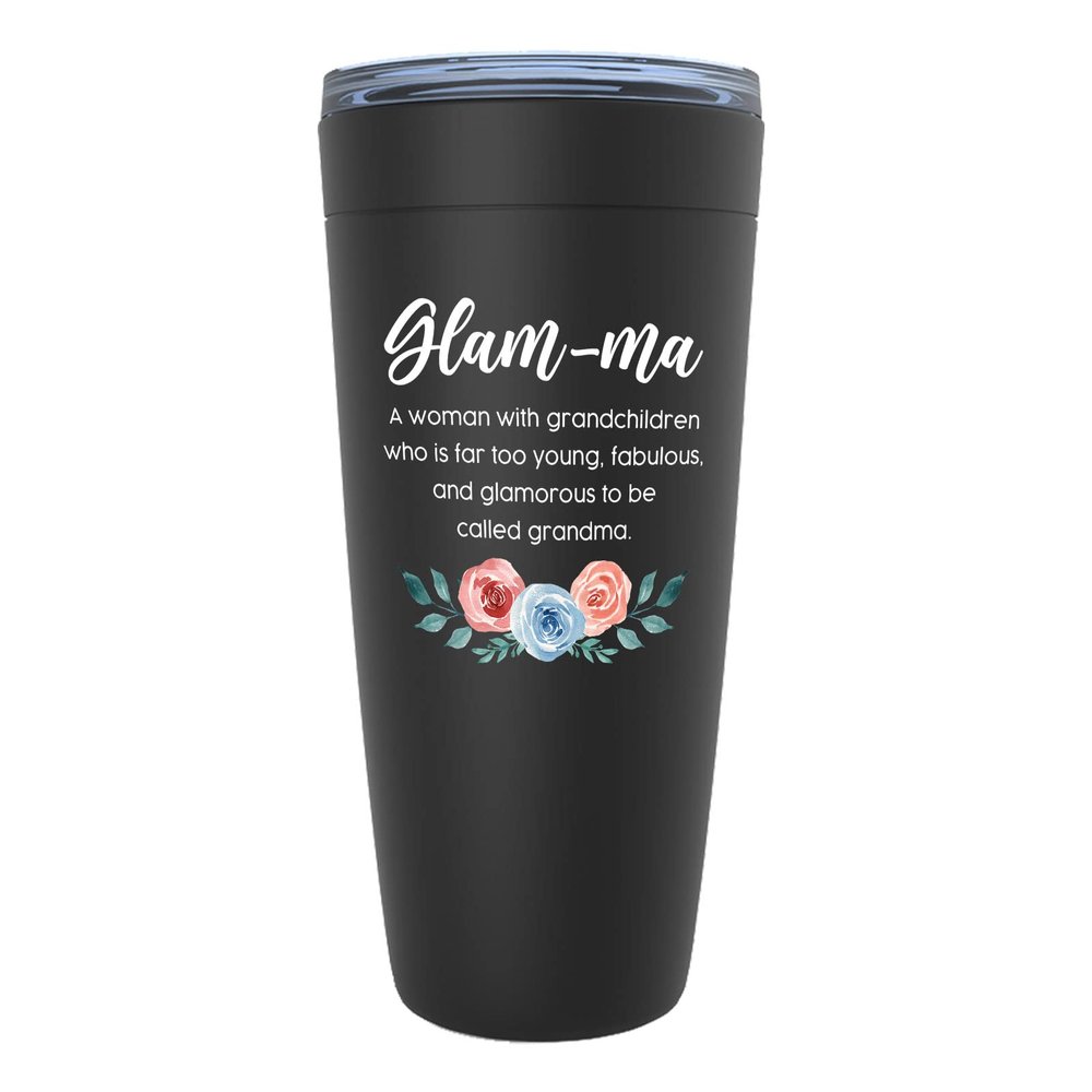 Mother's Day Black Viking Tumbler 20oz - Glam-Ma - Funny Sarcasm Grandmother Definition Grandparents Nana Nanny Novelty from Grandchild