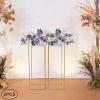 2 Pcs Metal Flower Floor Vase Column Gold Wedding Flower Stand Geometric Centerpieces Vase Rectangular Flower Display Rack Flower Holder for Home Party Wedding Decorations (2Pcs, 31.5 Inches Tall) view 3