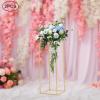 2 Pcs Metal Flower Floor Vase Column Gold Wedding Flower Stand Geometric Centerpieces Vase Rectangular Flower Display Rack Flower Holder for Home Party Wedding Decorations (2Pcs, 31.5 Inches Tall) view 4