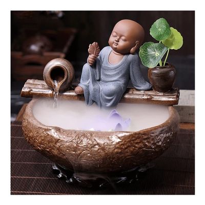 DFDFSFG Lucky Creative Buddha Statue Tabletop Waterfall FountainWaterfall Kit with Circular Water Flow Buddha StatuesIndoor Buddha Decor Happiness (Color : Blue)