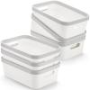 Elsjoy Set of 6 Plastic Storage Bin, 10"x 7"x 4" Classroom Storage Basket Cabinet Storage Bin with Handle, White Shelf Organizer Bins for Bathroom, Office, School view 1