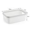 Elsjoy Set of 6 Plastic Storage Bin, 10"x 7"x 4" Classroom Storage Basket Cabinet Storage Bin with Handle, White Shelf Organizer Bins for Bathroom, Office, School view 2