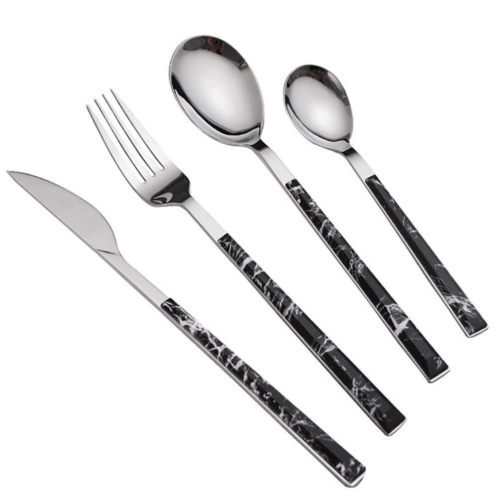 IKXO Silverware Set for 6, 24-Piece 18/10 Stainless Steel Satin Finish Flatware Set,Kitchen Utensil Set,Tableware Travel Cutlery Set for Camping Office School Lunch, Dishwasher Safe