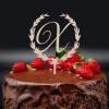 Personalized Wedding Cake Topper Name, Wedding Initials Monogram Topper Rustic Wreath, Cursive Letter Wedding Cake Topper, Initial Wedding Cake Topper, Wooden Cake Topper, Cake Toppers For Wedding view 1