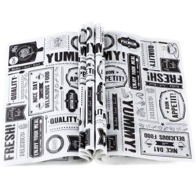 Chinco 1000 Pieces Newsprint Wax Paper Sheets Newspaper Theme Food Wrap Paper Grease Resistant Tray Liners Waterproof Wrapping Tissue Food Picnic for Kitchen Baking Hamburger (White Background)