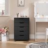 Panana 5/7 Drawer Mobile File Cabinet, Wooden Under Desk Storage with Wheels Office Organization Vertical Filing Chest of Drawers for Home Office (Black, 5 Drawer) view 2