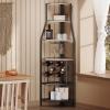 Espelism 5-Tier Corner Wine Rack Floorstanding with Glass Holder and Bottles Wine Storage Home Bar Furniture for Home Kitchen Dining Room Industrial Metal and Wooden Corner Shelf view 1