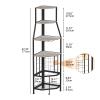 Espelism 5-Tier Corner Wine Rack Floorstanding with Glass Holder and Bottles Wine Storage Home Bar Furniture for Home Kitchen Dining Room Industrial Metal and Wooden Corner Shelf view 2