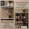 Espelism 5-Tier Corner Wine Rack Floorstanding with Glass Holder and Bottles Wine Storage Home Bar Furniture for Home Kitchen Dining Room Industrial Metal and Wooden Corner Shelf view 3