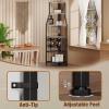 Espelism 5-Tier Corner Wine Rack Floorstanding with Glass Holder and Bottles Wine Storage Home Bar Furniture for Home Kitchen Dining Room Industrial Metal and Wooden Corner Shelf view 4