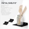 2-Pack 6" Floating Metal Wall Shelf for Books, Organizer, Speakers, Plants, Cameras, Books, Decor Display, Storage, Routers & More Wide Universal Holder Shelf by Brainwavz (Black) view 2