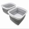 SAMMART 10L (2.6 Gallons) Collapsible Tub - Foldable Dish Tub - Portable Washing Basin - Space Saving Plastic Washtub (White/Grey, 2) view 1