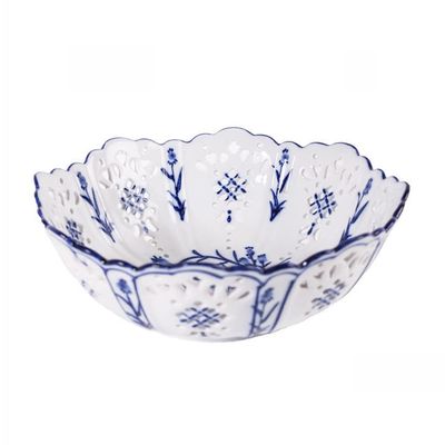 SCZWP8 Chinese Blue And White Porcelain Ceramic Fruit Plate Ornaments Retro Ceramic Fruit Plate Decoration Ceramic Crafts Coffee Table Candy Dried Fruit Plate Suitable For Living Room