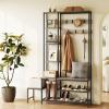 Espelism Hall Tree with Shoe Storage Bench Coat Rack with 7 Hooks Interchangeable 4 Tier Side Storage Shelves Small Cute Side Bench Industrial 5-in-1 Entryway Coat Rack for Hallway Mudroom Bedroom view 1