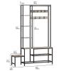 Espelism Hall Tree with Shoe Storage Bench Coat Rack with 7 Hooks Interchangeable 4 Tier Side Storage Shelves Small Cute Side Bench Industrial 5-in-1 Entryway Coat Rack for Hallway Mudroom Bedroom view 2