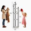 Espelism Rotary Coat Rack Freestanding Metal Coat Hall Tree Stand with 4 Tiers Storage Display Shelf and 9 Hooks for Entryway Bedroom Corner Office Garment Clothes Holder (Grey) view 2