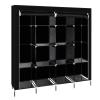 67" Portable Wardrobe Closet, Wardrobe Closet for Hanging Clothes with 2 Hanging Rods, 12 Clothes Storage Organizer Shelves, Non-Woven Fabric Wardrobe, Easy to Assemble (66.4" x 17.8" x 66.8", Black) view 1