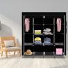 67" Portable Wardrobe Closet, Wardrobe Closet for Hanging Clothes with 2 Hanging Rods, 12 Clothes Storage Organizer Shelves, Non-Woven Fabric Wardrobe, Easy to Assemble (66.4" x 17.8" x 66.8", Black) view 3